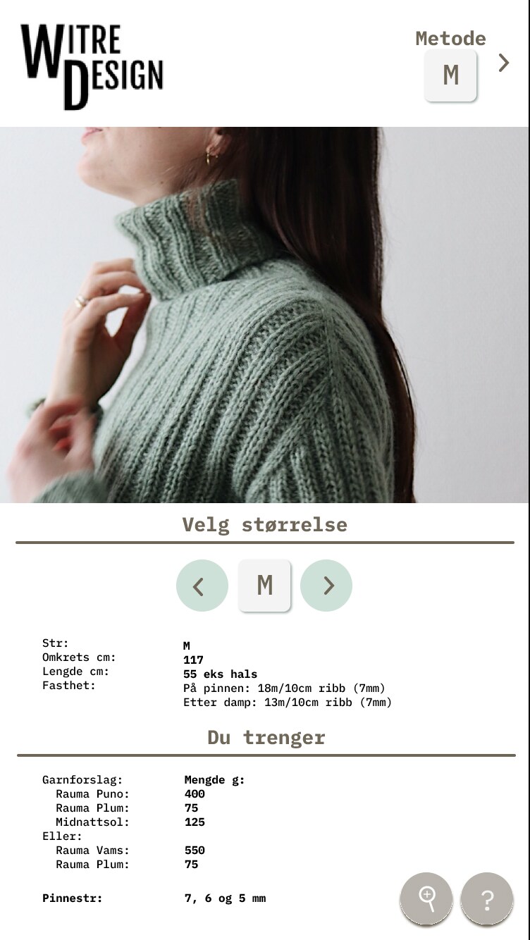 Recipe with size M selected